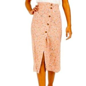 Ultra Flirt Skirt Button-Front Pencil Floral Large